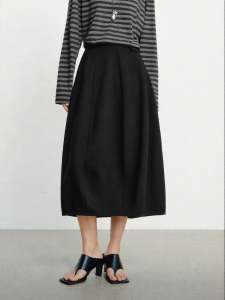 PEACEBIRD | French Style High Waist Wide A-Line Skirt