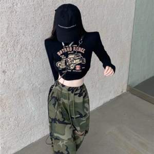 SM COLLECTIONN Atasan HOTROD REBEL Knit Rib Wanita Lengan Panjang