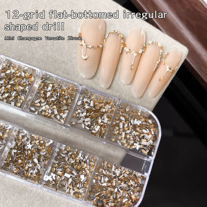 12 Grids Multi-Shape Flatback Rhinestones 3D Clear Diamond Ab Color Crystal Round Heart Square For Nail Art Diy Nail Decoration