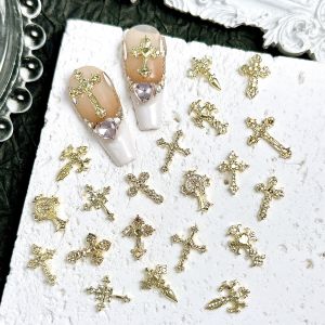 20PCS 3D Alloy Classic Cross Nail Charms New Creative Tricolors Y2K Cross Nail Art Decorations for DIY Punk Style Nails Supplies