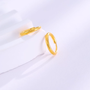 CHOW TAI FOOK 周大福 999 Pure Gold Plain Circle Earring - EOF153