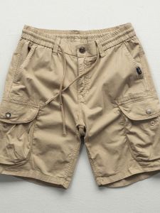 Trendy Cotton Workwear Shorts Mens Loose Straight Leg Five Pocket Pants Breathable Comfortable Summer Casual Trousers