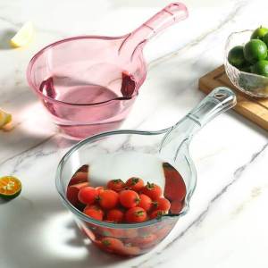 Durable Plastic Kitchen Water Spoon Long Handle Large Size Creative Transparent Bowl Shaped Pouring Utensil Thickened Design