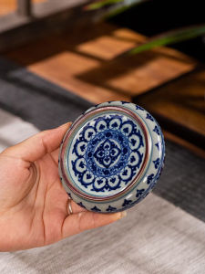 Old Clay Coaster Cover Fake Antique Blue and White Solid Cup Saucer Ceramic Insulation Oven Mitts Pot Lid Pad Retro Gracked Glaze Supportable