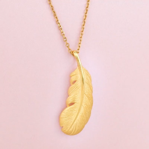 Chow Sang Sang 周生生 999.9 24K Pure Gold Love Decode Feather Pendant for Women 86820P Price-by-Weight 4.11g Gold  [Necklace not Included]
