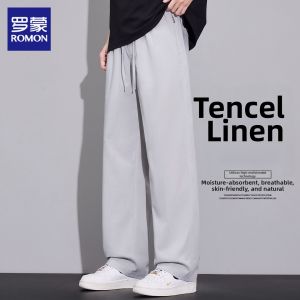 ROMON | Summer Lightweight Linen and Tencel Loose Straight Pants
