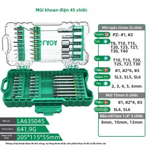 LAOA | LAOA 40/45 Chiếc Bộ Tua Vít Điện S2 Thép 1/4  Hex Shank Khoan Có Hộp Bảo Quản Để Khoan Kim Loại