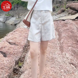 Quần Short Vải Lanh Tencel Cạp Cao Mùa Hè 2025 Cho Nữ Quần Ống Rộng Thường Ngày Quần Dài Năm Điểm Quần Dài Thoải Mái