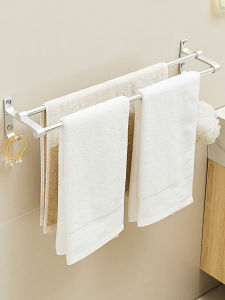 ตู้เสื้อเชิ้ตผ้าขนหนูสองตะแกรงสำหรับห้องน้ำ ชั้นวางของติดผนังแบบไม่ต้องเจาะ อุปกรณ์จัดระเบียบในห้องน้ำแบบอลูมิเนียมอวกาศ