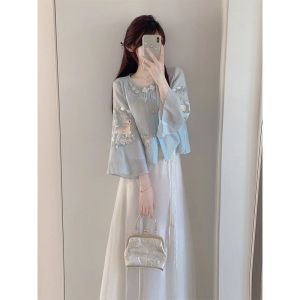 YINGKETUO | Elegant Chinese Style Hanfu Shirt Spring