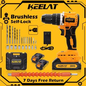 KEELAT KCD007 Brushless Cordless Impact Drill Set 3/8" Metal Head 3 in 1 Function With Rechargeable Battery