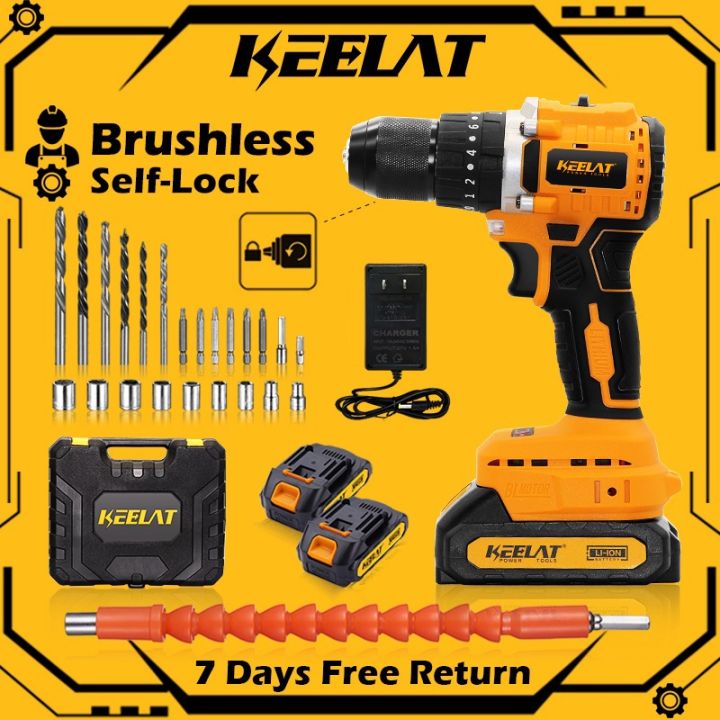 Keelat Kcd Brushless Cordless Impact Drill Set Metal Head In Function With