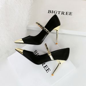 รองเท้าส้นสูงลายเมทัลลิก ผู้หญิง รองเท้า โซ่นิ้วเท้าชี้คม สายคล้อง ส้นละเอียด หลากหลาย เดรส รองเท้ายอดนิยมบนอินเทอร์เน็ต