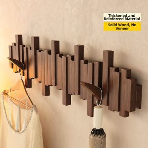 Piano Key Style Real Wood Hook Coat and Hat Rack