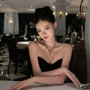 Champagne Color Waterdrop Tassel Flash Diamond Necklace Womens Fashion Jewelry Elegant Choker Necklace Alloy Embedded Artificial Gemstone