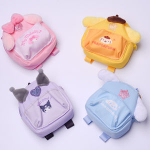 Mini Sanrio Kuromi Small Schoolbag Pendant Creative Bag Decoration Keychain Mini Earphone Pocket Change Storage Bag