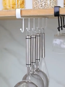 Kitchen Non-marking No-punch Hooks Multi-row Cabinet Storage Hangers Six Rows of Hooks Closet