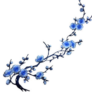 YEGBONG | 1Pc Iron On Patch Craft Sewing Repair Embroidered Plum Blossom Flower Applique Clothing Embroidery Patch Fabric Sticker