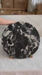 CENTRAL STONE French Natural Marble Coffee Side Table From Dia45cm -Napoleon Black