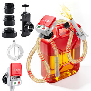3.2 GPM Battery-Powered Fuel Transfer Pump with Auto-Stop Sensor Universal Adapters 51" Extra Long PE Hose with Can Adapters