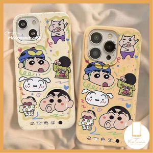 MissConnie New Degradable Eco-Friendly Phone Case Compatible for IPhone 14 15 11 12 13 Pro Max XR X XS MAX 7Plus 15 6 6S 8 7 Plus SE 2020 Funny Cartoon Crayon Shin-chan Casing Soft Cover