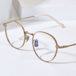 NIANZHEN Titanium Alloy Eyeglasses Frame Women Round Brand Design Glasses Men Ultralight-Weight Retro Eyewear Spectacles 5081