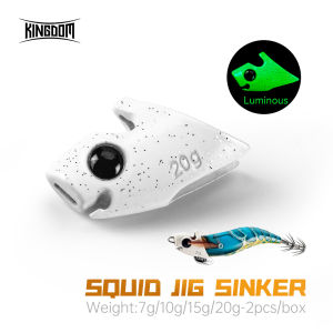 Kingdom 2pcs Squid Jig Sinker Fishing Tackle 7g 10g 15g 20g Sinking Luminous EGI Sinker Octopus Cuttlefish Fishing Accessories