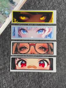 JDM Anime Girl Eyes Gaze Reflective Car Vinyl Stickers Moto Scooter Body Fuel Tank Helmet Fairing Motorcycle Accessories Decals