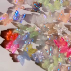 50pcs Butterfly buah Aurora Resin kuku Warna-Warni Ukuran 65mm Untuk Aksesoris Nail Art Diy 3D mewah kuku Aksesori pita
