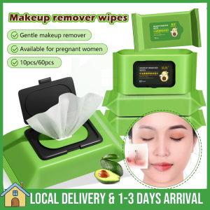 Avocado Makeup Remover Face Wet Tissue 60Pcs/Pack 卸妆巾洗脸巾 Disposable Cleansing Facial Tissue Pure Cotton Thickened Wet & Dry Dual Use Moisturising Wipes