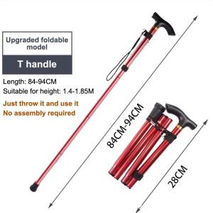 Hot Sale Folding Cane Portable 5-Level Adjustable Height Walking Stick With Foldable Design Wrist Strap