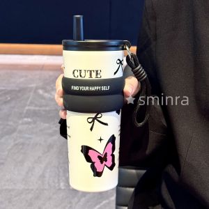 Cốc Nước Giữ Nhiệt Dễ Thương Bằng Gốm Có Ống Hút Cốc Nước Đi Học Đi Làm Cốc Đựng Trà Di Động Cốc Nước Giữ Nhiệt Cho Nữ