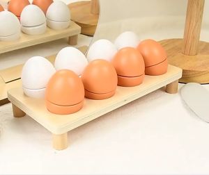 Pollys House ไข่ไม้ ของเล่นบทบาทสมมติ, ไม้ Basswood ปลอดภัย สร้างความคิดสร้างสรรค์ ฝึกพัฒนากล้ามเนื้อมือและสายตา, สวยน่ารัก สำหรับเด็ก - อุปกรณ์เล่นเช่นเล่นบทบาทสมมุติ, เล่นขายของ - เหมาะสำหรับเป็นของขวัญสำหรับเด็กๆ