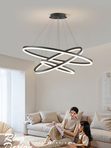 Minimalist Italian High-End Triple Ring Chandelier