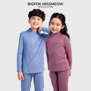 Bộ đồ ngủ giữ nhiệt cho bé trai bé gái BIGFOX MISS MEOW size đại dài tay thu đông cổ cao cỡ trẻ em 3 4 5 6 7 8 9 10 11 12 13 14 15 tuổi