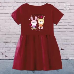 Daster snsk perempuan usia 1-8 tahun lengan pendek boneka love