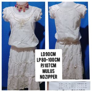 DRESS LENGAN PENDEK PUTIH(BEAR TWO STYLE) 206