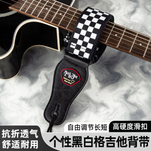 Rocykyou Thickened And Wider Guitar Strap for Acoustic And Electric Guitars Bass Guitar Shoulder Strap with Three Picks Black