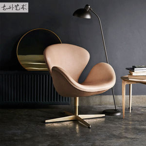 Nordic Swan Chair Rotating Computer Chair Restaurant Hotel Single Sofa Chair High Elastic Foam Sponge Leather Adult Art Style
