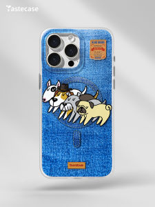 Tastecase Vintage Denim Dog Magnetic Absorption Phone Case for Apple iPhone 16 pro Max Original Cute Puppy Design Protective Cover