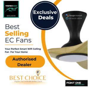 PO ECO CYCLONE VSPEC-III RS 3B (Black Hugger) Smart Wifi EC Motor Ceiling FAN 46/52/60in Dimmable LED Light Google Alexa Tuya