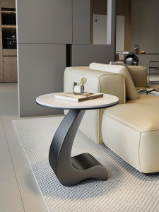 โต๊ะข้างโซฟาทรงกลมสไตล์เรียบง่ายดีไซน์ทันสมัยสำหรับห้องนั่งเล่นขนาดเล็ก โต๊ะเหล็กไฟเซอร์สำหรับหน้าบ้าน สไตล์อิฐและคอนกรีต