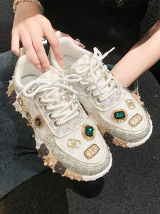 Lightweight Breathable Mesh Womens Sport Shoes 2025 New Style Diamond Decorated Casual Sneakers Unique Design Spring Fashion