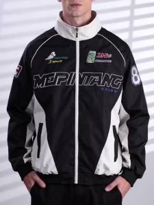 Áo Khoác Nam Phong Cách Retro Hip Hop Kiểu Dáng Đường Phố Mỹ Thêu Chữ Chống Gió Áo Khoác Biker Chất Liệu Polyester Nhẹ Thích Hợp Làm Áo Khoác Công Sở