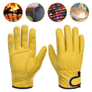 Huankai Men's Work Gloves: Welding Protection & Soft Cowhide Safety