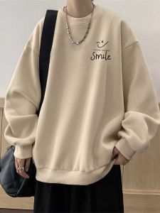 American Retro Oversize Hoodie Mens Loose Fit Cotton round Neck Sweatshirt Autumn Winter Fashionable Streetwear Casual Style