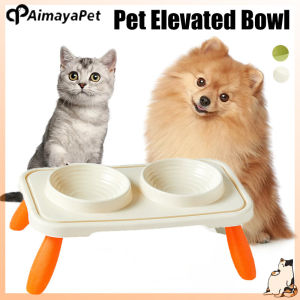 AIMAYAPET Elevated PP Dog Bowl Double Dog Bowls with Splash Proof Stand Dog Food and Water Bowl Candy Colored Dog Feeding Bowls