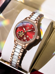 OLEVS | High-End Red Ceramic Mechanical Ladies Watch