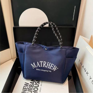 2025 New Green Letter Tote Bag Womens Large Capacity Waterproof Cloth Handbag Commute Lightweight Versatile Single Shoulder Bag