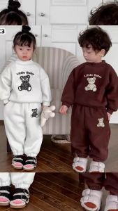 ชุดกันหนาวเด็ก เสื้อ+กางเกง ลายหมีสุดเท่ห์ ใส่ได้ทั้งชายและหญิง น้ำหนัก10-30กิโล รหัสLTC3